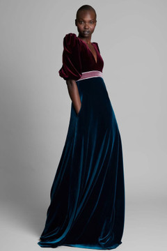 Lilac Short Sleeve Velvet Gown