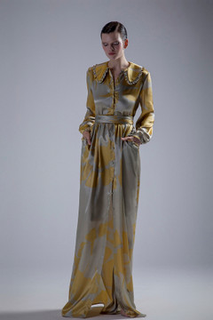 Collared Floral Print Gown Collared Floral Print Gown