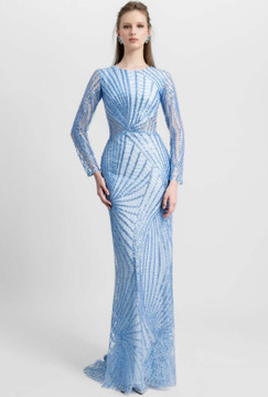 Fully Beaded Long Sleeve Gown Fully Beaded Long Sleeve Gown