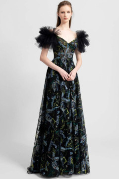 Fitted Corset Tulle Embroidered Gown