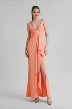 Beaded V-Neck Dress