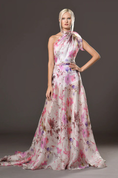 One-Shoulder Floral Gown One-Shoulder Floral Gown