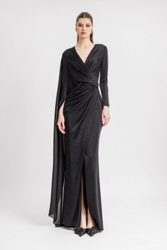 Draped Gown with Cape Sleeve Draped Gown with Cape Sleeve