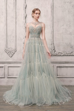 Jewel Neck A-Line Gown Jewel Neck A-Line Gown