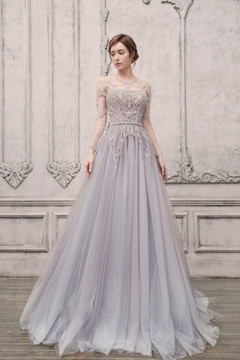 Embellished Illusion A-Line Gown Embellished Illusion A-Line Gown