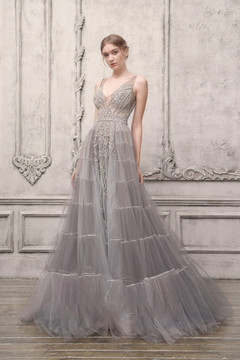Sleeveless Embellished Gown