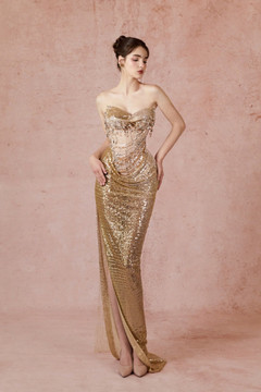 Strapless-Sequin Gown