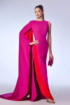 Crepe Cape Sleeve Marocain Gown Crepe Cape Sleeve Marocain Gown