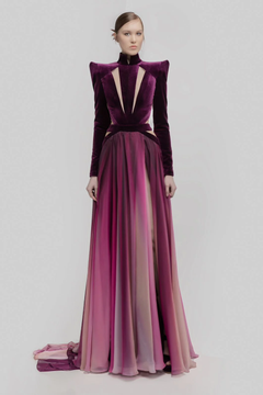 Structured Shoulder Long Sleeve Gown Structured Shoulder Long Sleeve Gown