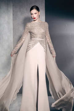 Embellished Long Sleeved Gown