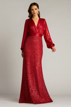 Metallic Jersey Embroidered Tulle Gown Metallic Jersey Embroidered Tulle Gown