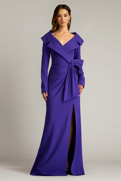 Textured Crepe Long Sleeve Gown Textured Crepe Long Sleeve Gown