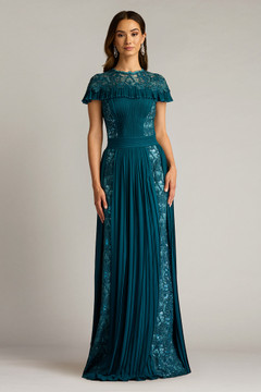 Embroidered Tulle and Georgette Gown Embroidered Tulle and Georgette Gown