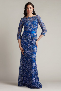 Floral Embroidered Tulle ? Sleeve Gown Floral Embroidered Tulle ? Sleeve Gown