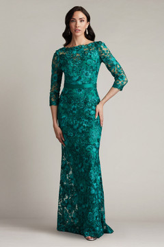 ? Sleeve Floral Embroidered Tulle Gown ? Sleeve Floral Embroidered Tulle Gown