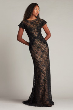 Semi-Sheer Cap Sleeved Gown Semi-Sheer Cap Sleeved Gown
