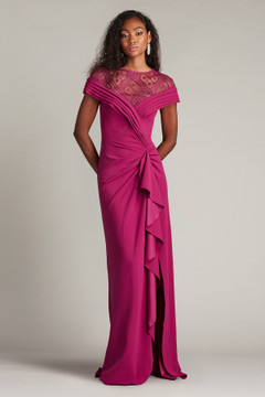 Short Sleeve Gathered Slit Gown Short Sleeve Gathered Slit Gown