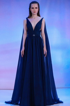 Mousseline Gown with Draping Mousseline Gown with Draping