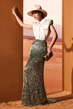 Poplin Shirt with Beaded Skirt Poplin Shirt with Beaded Skirt
