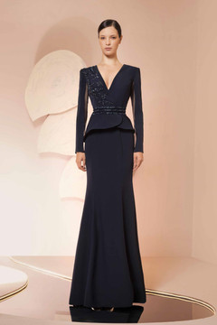 Crepe Peplum Gown