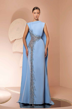 Caped Crepe Gown