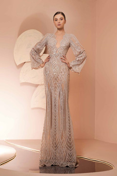 Wide Sleeve Beaded Gown Wide Sleeve Beaded Gown