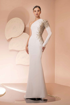 Crepe One  Sleeved Gown