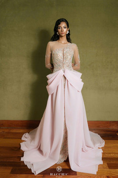 Long-Sleeved Illusion Gown