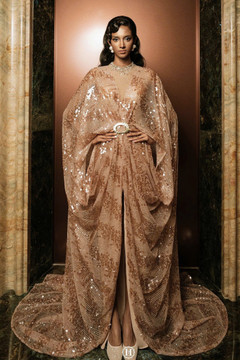 High Neck Cape Sleeved Gown High Neck Cape Sleeved Gown