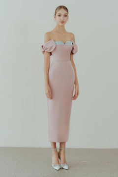 Bow-Sleeve Midi Dress