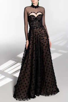 Beaded Polka Dot Tulle Gown Beaded Polka Dot Tulle Gown
