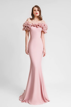 Off-Shoulder Floral Draped Dress