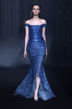 Beaded Tulle- Trumpet Dress
