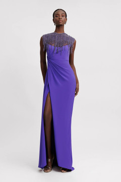 Beaded Tassels Collar Gown