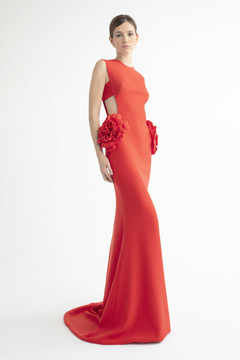 Sleeveless Floral Cutout Gown Sleeveless Floral Cutout Gown