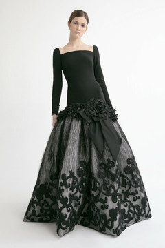 Square Neck Dropped Waist Gown Square Neck Dropped Waist Gown
