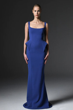 Cr?pe Gown with Embroidered Hips Cr?pe Gown with Embroidered Hips