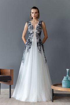 Sleeveless Polka Dot Tulle Gown Sleeveless Polka Dot Tulle Gown