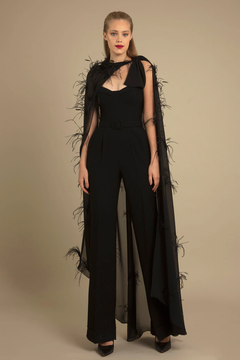 Strapless Jumpsuit with Cape