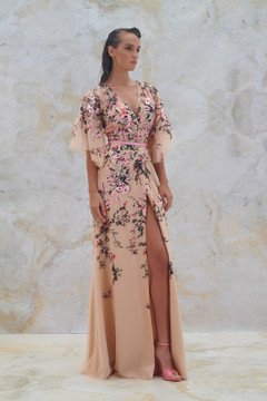 Embroidered Overlap Gown