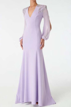 Mercury Beaded Long Sleeve Gown Mercury Beaded Long Sleeve Gown