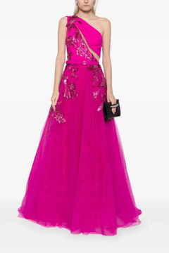 Tulle Beaded One Shoulder Gown with Beading Tulle Beaded One Shoulder Gown with Beading