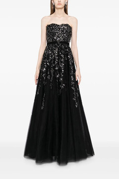 Tulle Strapless A-Line Gown with Dotted Beading Tulle Strapless A-Line Gown with Dotted Beading