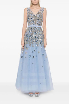 Tulle Ankle-Length Dress with Dotted Beading Tulle Ankle-Length Dress with Dotted Beading