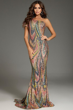 One-Shoulder Sequined Gown