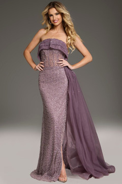 Strapless Gown with Chiffon Drape