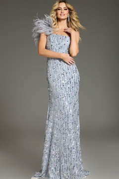 One-Shoulder Fully Sequined Gown