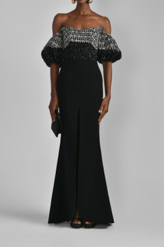 Canton Crepe Beaded Mermaid Gown Canton Crepe Beaded Mermaid Gown