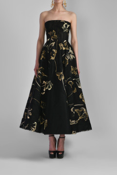 Strapless Embroidered Tea-Length Dress Strapless Embroidered Tea-Length Dress