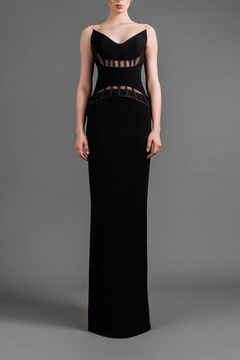 Sheer Tulle Corset Cr?pe Gown Sheer Tulle Corset Cr?pe Gown
